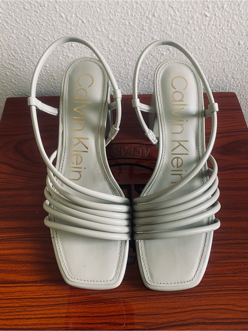 Calvin Klein Light Sage Multi-Strap Square-Toe Slingback Sandals